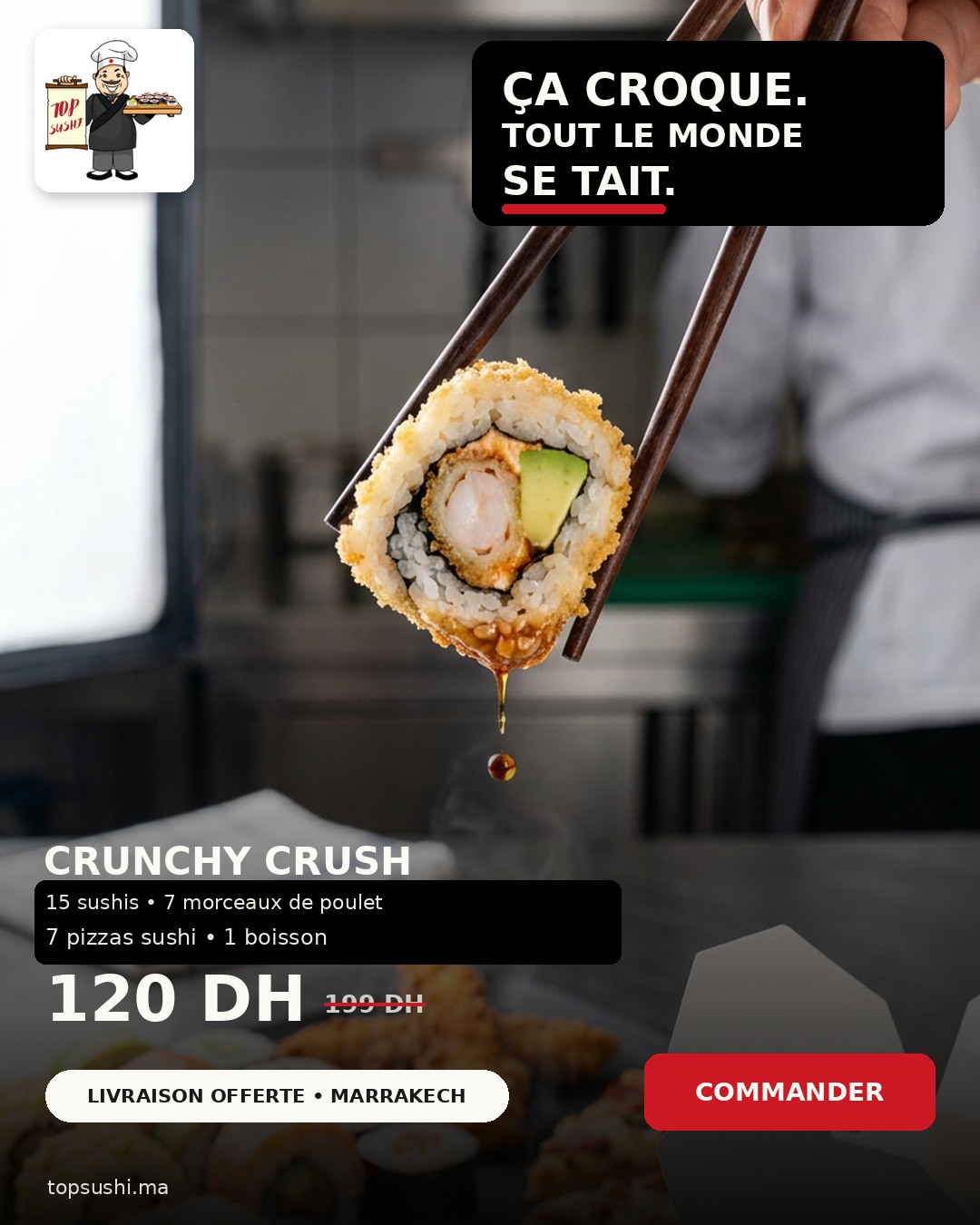 TopSushi Crunch Test advertisement